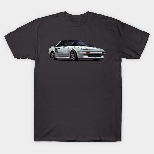 Toyota MR2 SW11 White - Digital drawing T-Shirt by Mario Ramos Rally Art